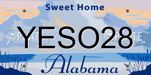 YESO28 Alabama License Plate