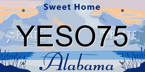 YESO75 Alabama License Plate