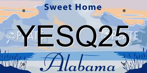 YESQ25 Alabama License Plate