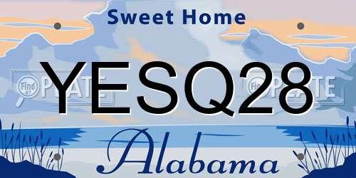 YESQ28 Alabama License Plate