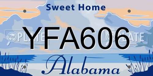 YFA606 Alabama License Plate