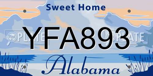 YFA893 Alabama License Plate