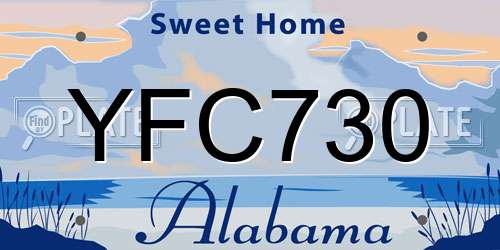 YFC730 Alabama License Plate
