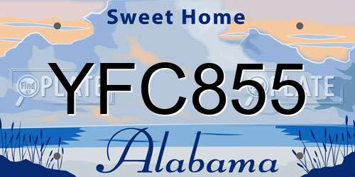 YFC855 Alabama License Plate