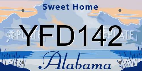 YFD142 Alabama License Plate