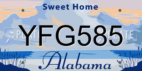 YFG585 Alabama License Plate