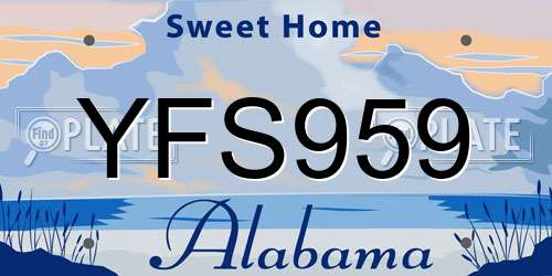 YFS959 Alabama License Plate