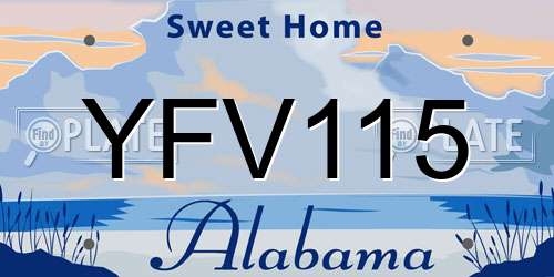 YFV115 Alabama License Plate