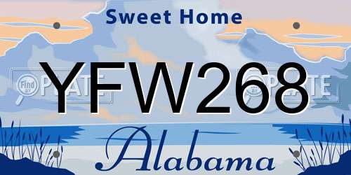 YFW268 Alabama License Plate