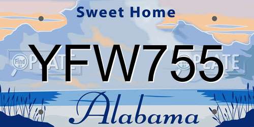 YFW755 Alabama License Plate