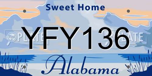 YFY136 Alabama License Plate