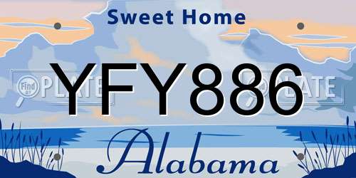 YFY886 Alabama License Plate