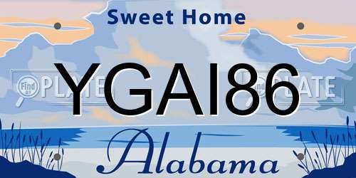 YGAI86 Alabama License Plate