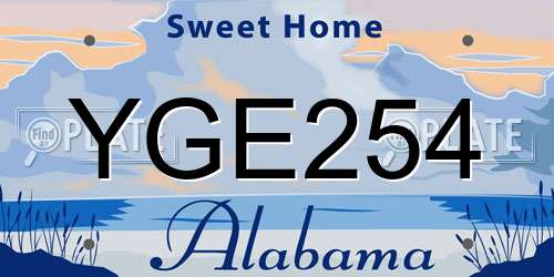 YGE254 Alabama License Plate