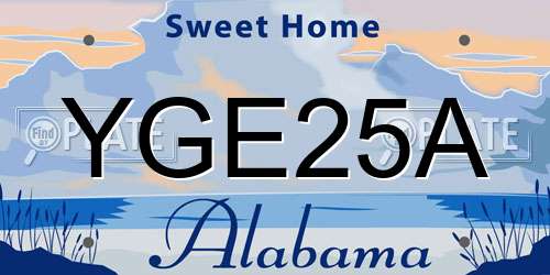 YGE25A Alabama License Plate