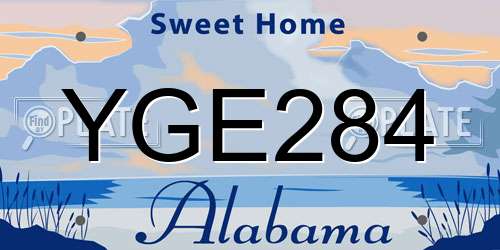 YGE284 Alabama License Plate