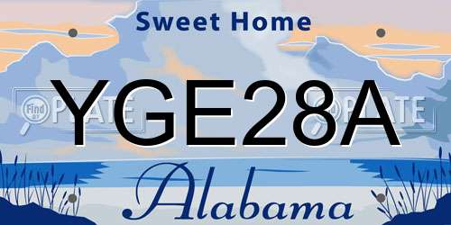 YGE28A Alabama License Plate