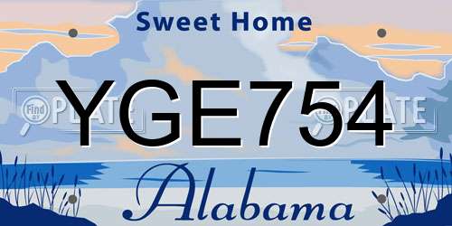YGE754 Alabama License Plate