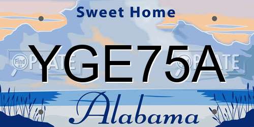 YGE75A Alabama License Plate