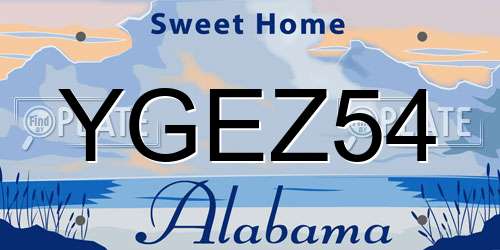 YGEZ54 Alabama License Plate