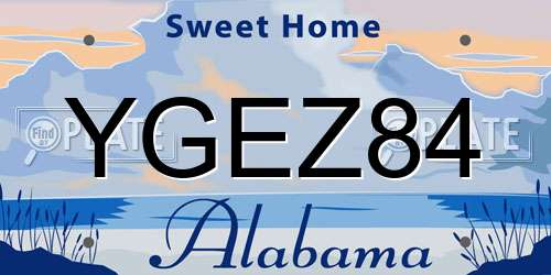 YGEZ84 Alabama License Plate