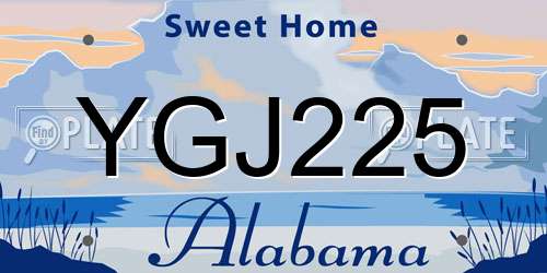 YGJ225 Alabama License Plate