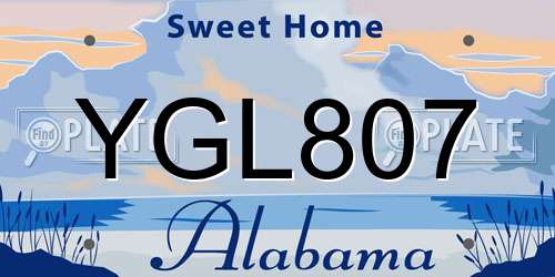 YGL807 Alabama License Plate
