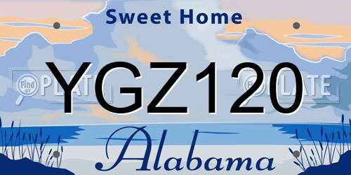 YGZ120 Alabama License Plate