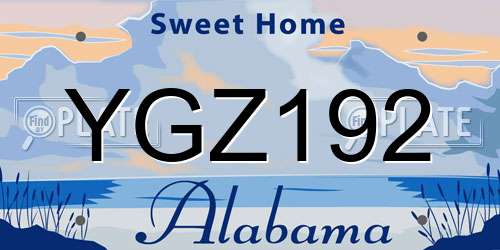 YGZ192 Alabama License Plate
