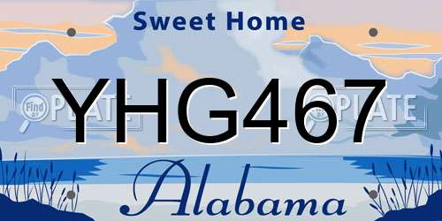 YHG467 Alabama License Plate