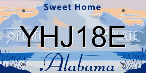 YHJ18E Alabama License Plate