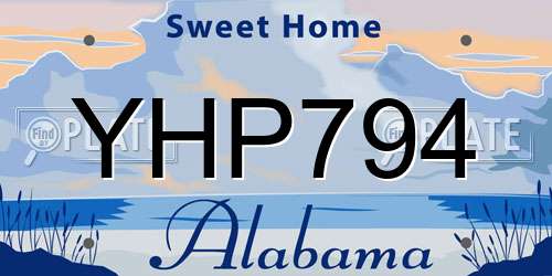 YHP794 Alabama License Plate