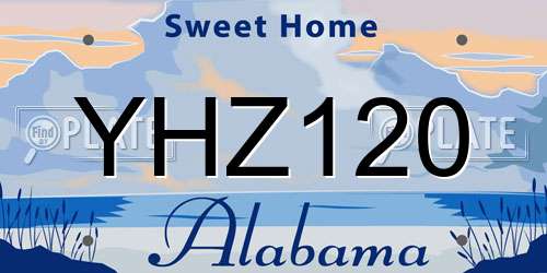 YHZ120 Alabama License Plate