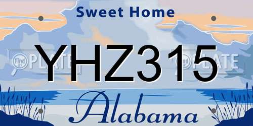 YHZ315 Alabama License Plate