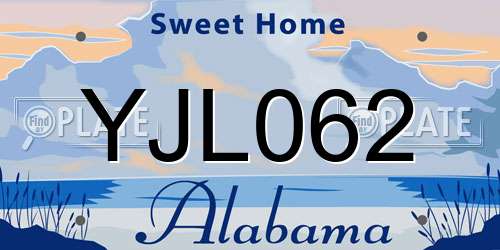YJL062 Alabama License Plate