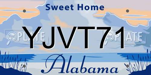 YJVT71 Alabama License Plate