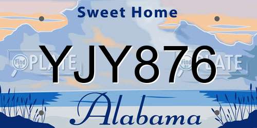 YJY876 Alabama License Plate