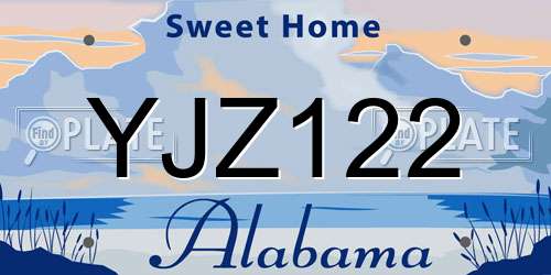 YJZ122 Alabama License Plate