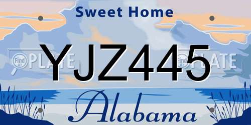 YJZ445 Alabama License Plate