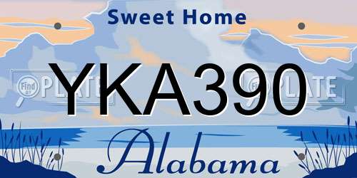 YKA390 Alabama License Plate