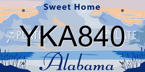 YKA840 Alabama License Plate