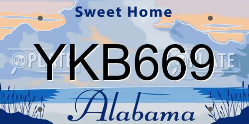 YKB669 Alabama License Plate