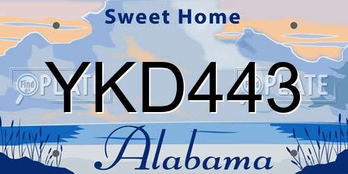 YKD443 Alabama License Plate