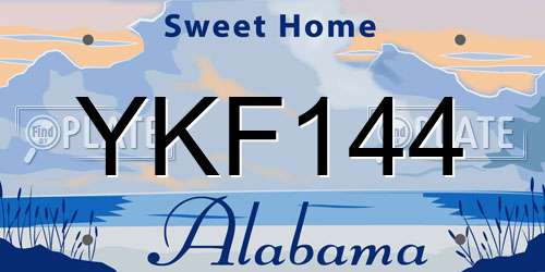 YKF144 Alabama License Plate