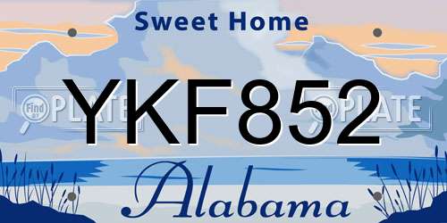 YKF852 Alabama License Plate