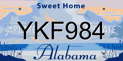 YKF984 Alabama License Plate