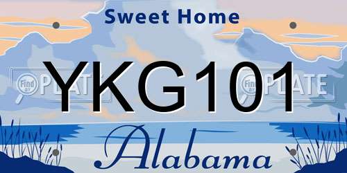 YKG101 Alabama License Plate