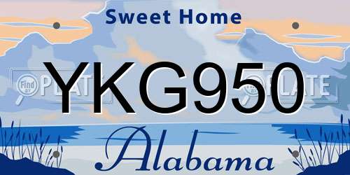 YKG950 Alabama License Plate