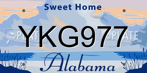 YKG977 Alabama License Plate