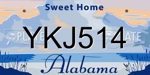 YKJ514 Alabama License Plate